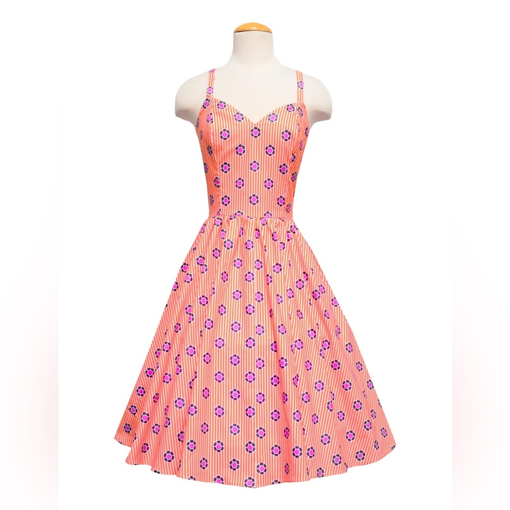 Salmon Floral Midi pinup Dress